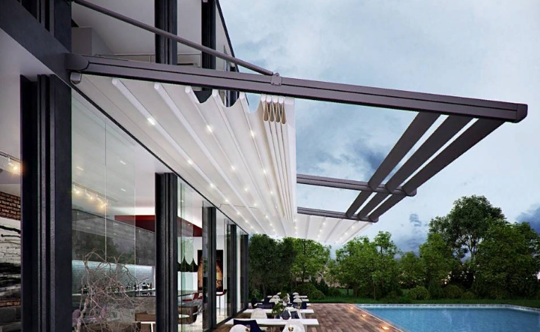 motorized Outdoor Waterproof PVC Aluminum Frame Roof System