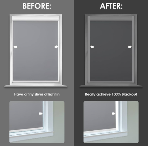 100% Blackout Window Shades with Side Rail Tracks