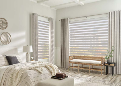zebra blinds with curtain for sliding glass door