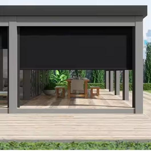 Blackout Outdoor Roller Shades with Side Channels