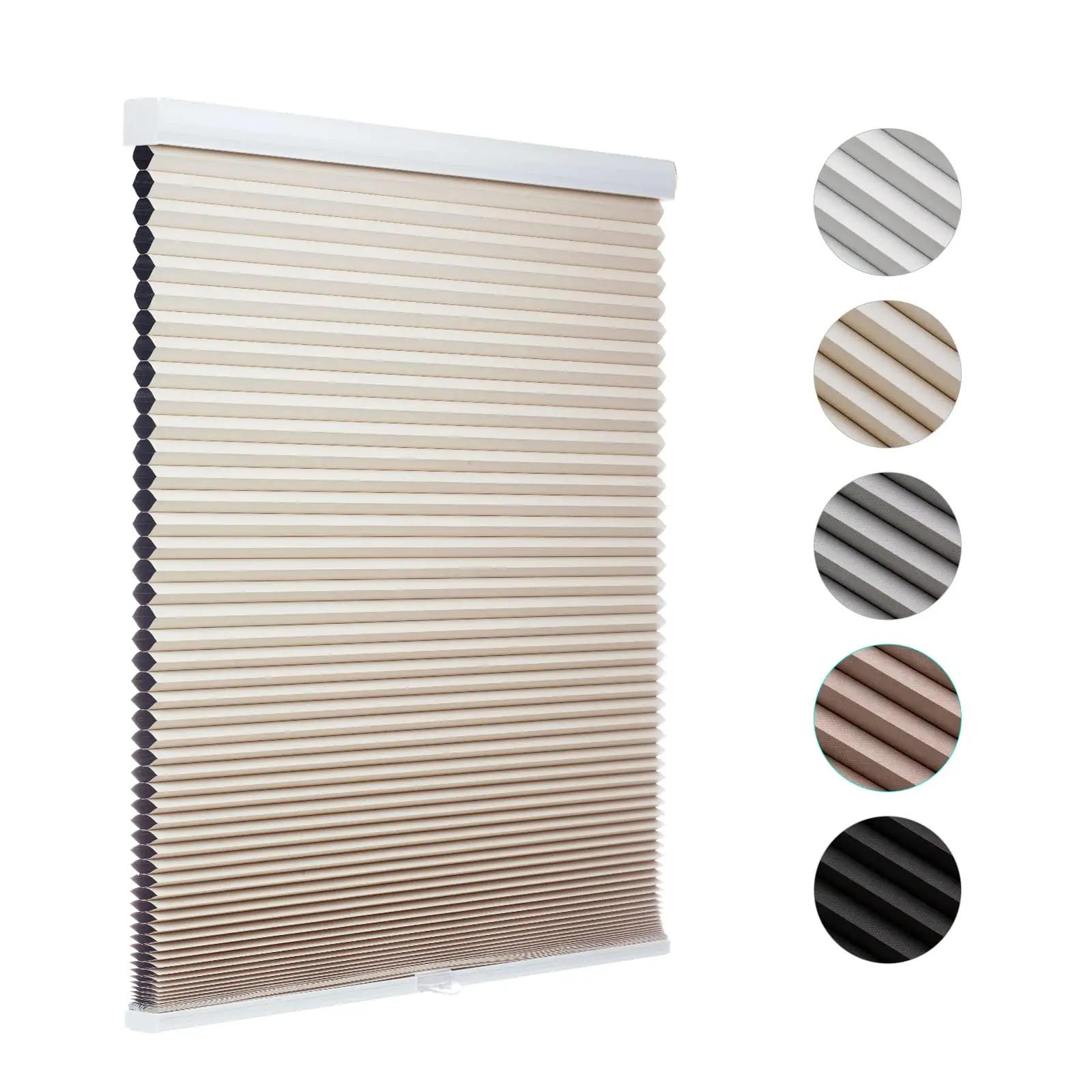 thumbnail image 2 of No-Drill Vertical Blinds For Sliding Doors - Cordless Custom Window Blinds In Woven Sand Beige 2 of 4