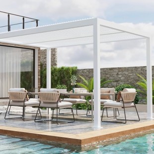 8' x 18' White Modern Pergola with Roof