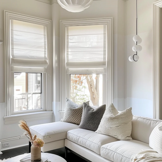 Light Filtering No Drill Roman Shades No Cord