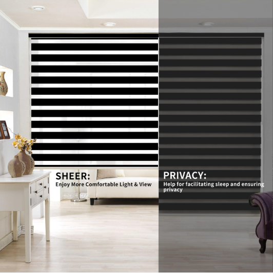Cordless Blackout Zebra Curtains for sliding glass door 