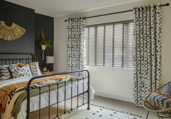 Layered Curtains with Side Panels for Short Wide Windows