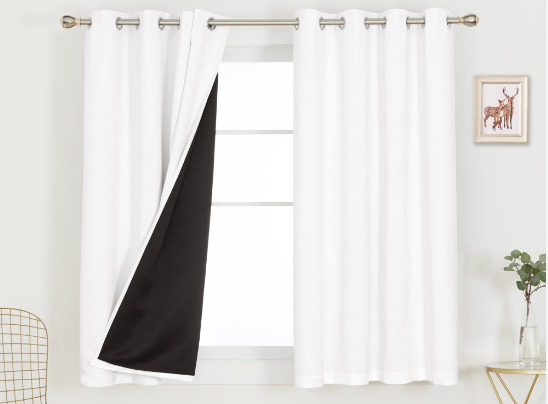 52 inch x 63 inch white blackout curtain
