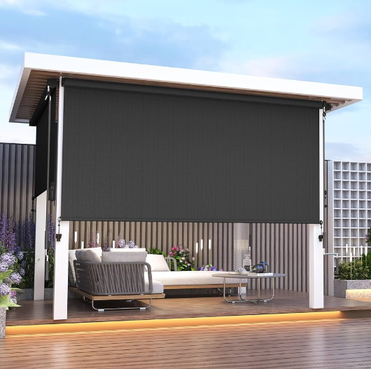 10 x 8 Outdoor Crank Operated Roller Shades for pergola