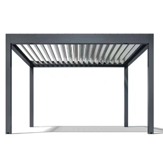 Louvered Aluminum Pergola Attached to House