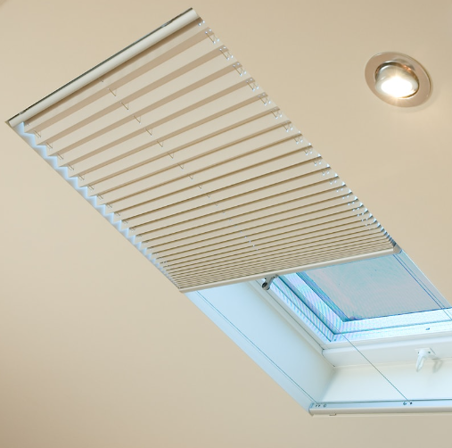 Pleated blinds on ceilings