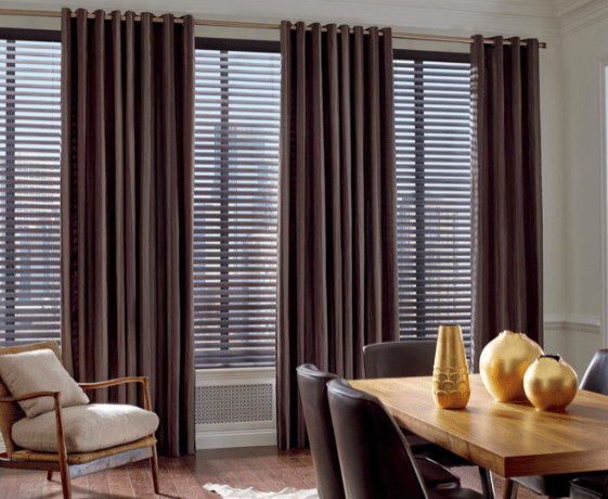curtains are coupled with blinds