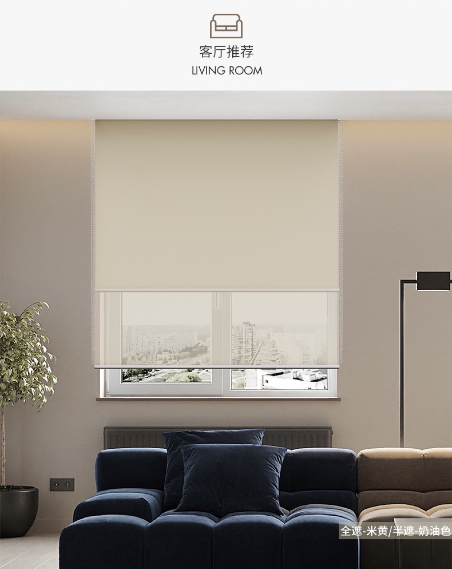 dual roller blinds for living room