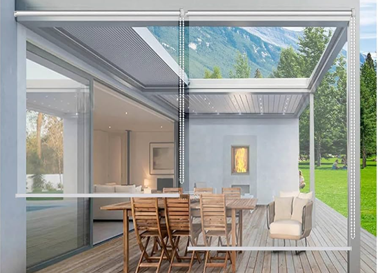 10 ft Wide Roll up clear vinyl shades