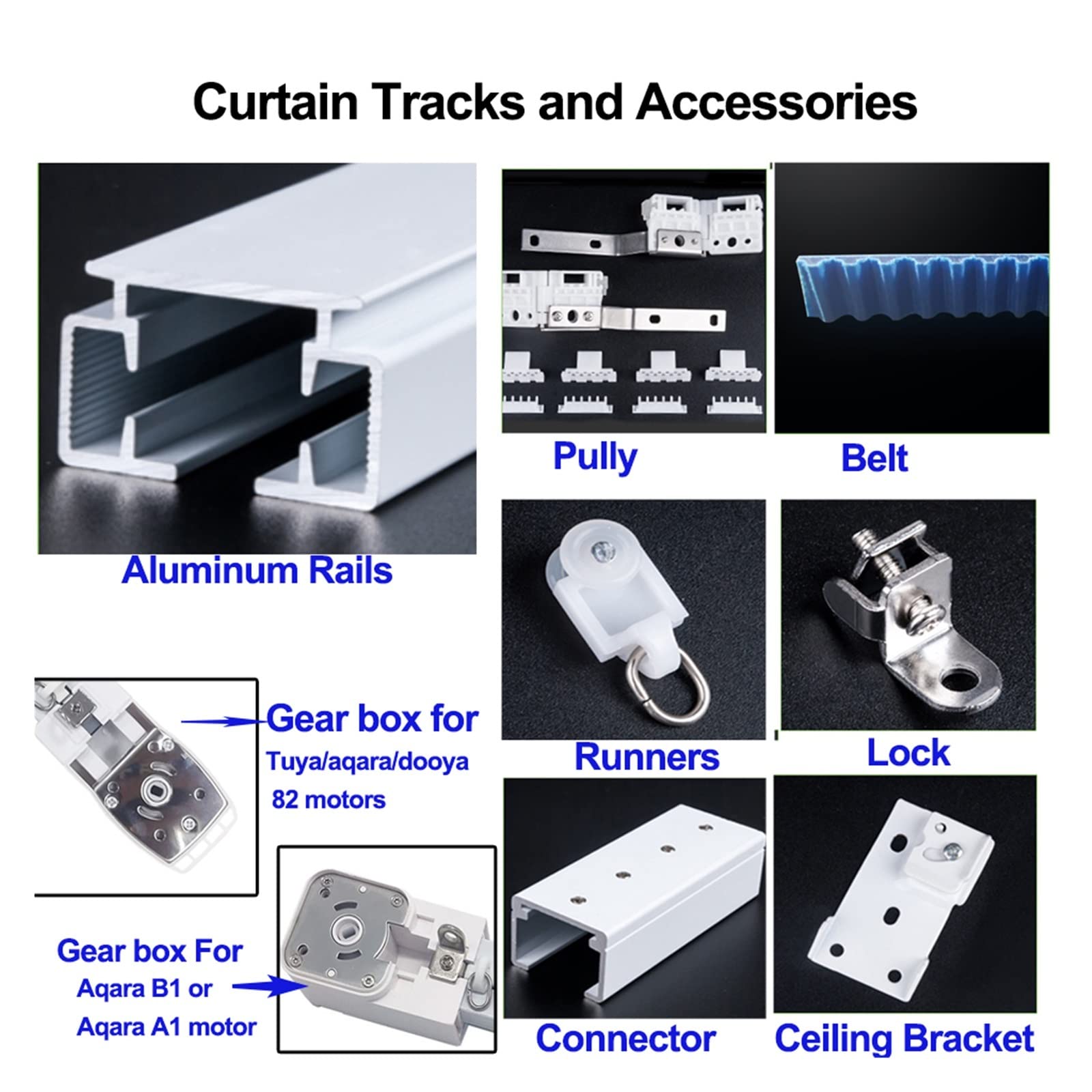 Custom made motorized curtain components and accessories