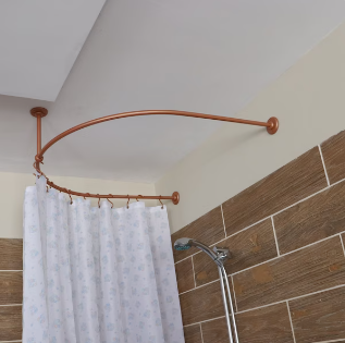 Wall and ceiling montage shower curtain rod with a U-shaped oval 180-degree rotation for showers, fitting rooms, and dressing rooms