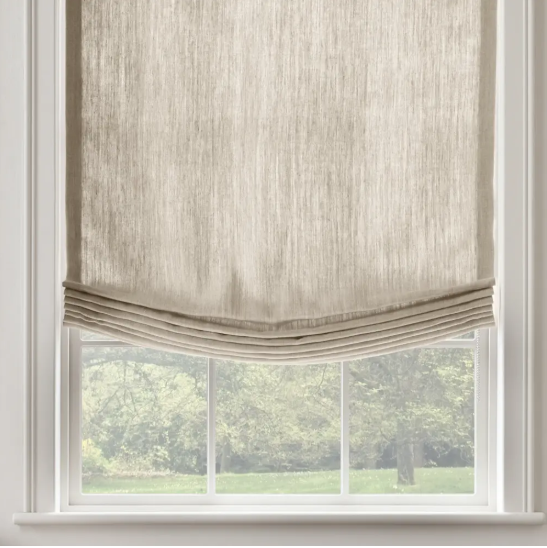 relaxed roman shade with trim