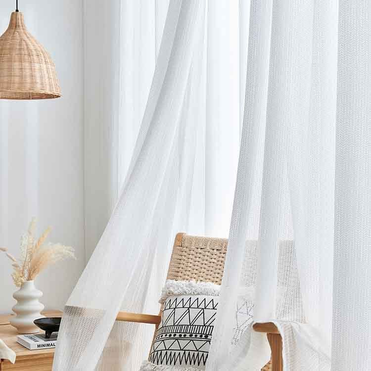 Hollow Fish Bone Sheer Window Curtains