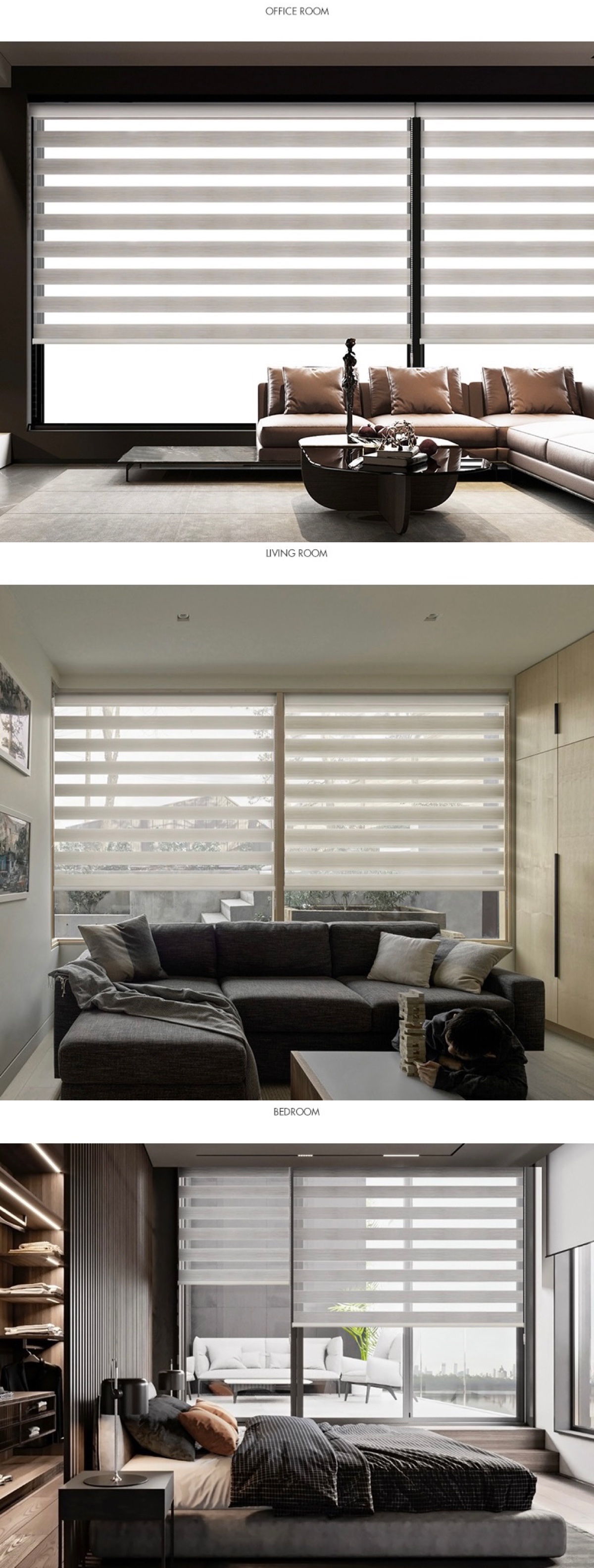 Zebra day and night roller blinds Application