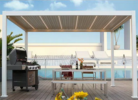 Metal Awning Remote Controlled Gazebo Louvre Roof Patio Cover Aluminium Modern Pergola for Sunshade