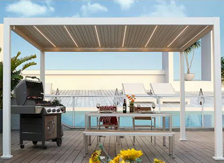 Metal Awning Remote Controlled Gazebo Louvre Roof Patio Cover Aluminium Modern Pergola for Sunshade