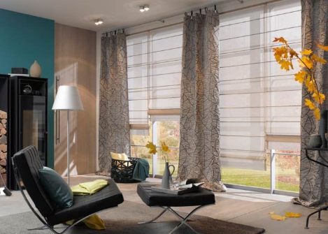 Roman Blinds with Sheer Curtains for Soft Natural Light